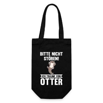 Seeotter Fischotter Otter - Geschenkbeutel für Flaschen - Schwarz - Vorne