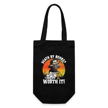 Reading Grim Reaper book lover's literature, - Gift Bag for Bottles - black - Front