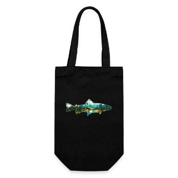 Fliegenfischen auf Forellen: Retro-Liebe zum - Geschenkbeutel für Flaschen - Schwarz - Vorne