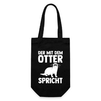 Seeotter Fischotter Otter - Geschenkbeutel für Flaschen - Schwarz - Vorne
