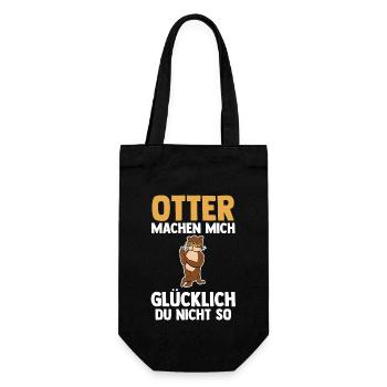 Seeotter Fischotter Otter - Geschenkbeutel für Flaschen - Schwarz - Vorne