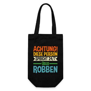 Seehund Seelöwe Robbe - Geschenkbeutel für Flaschen - Schwarz - Vorne