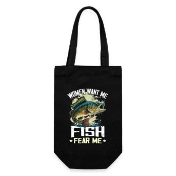 Frauen Wollen Mich Fisch Fürchten Mich - Geschenkbeutel für Flaschen - Schwarz - Vorne