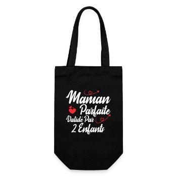 Maman parfaite validé par 2 enfants - Sac à bouteille - noir - Devant