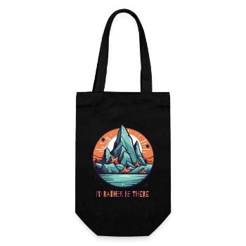 I'd rather be there, mountain lake and stars - Gift Bag for Bottles - black - Front