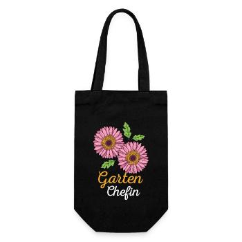 Garten Chefin Gartenarbeit Gärtnerin Gerbera - Geschenkbeutel für Flaschen - Schwarz - Vorne