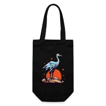 Héron cendré ou cigogne et soleil rouge - Sac à bouteille - noir - Devant