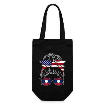 Awesome Half American Half Laotian Girl Messy Bun - Geschenkbeutel für Flaschen - Schwarz - Vorne