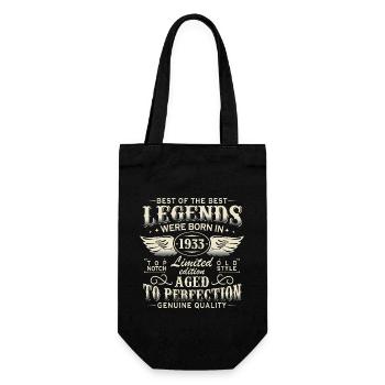 Jahrgang Legenden Geboren 1933 Vintage Geburtstag - Geschenkbeutel für Flaschen - Schwarz - Vorne
