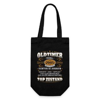 Oldtimer Baujahr 2005 Jahrgang Geburtstag Geschenk - Geschenkbeutel für Flaschen - Schwarz - Vorne