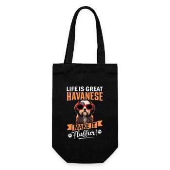 La vie est belle, le bichon havanais la rend plus moelleuse - Sac à bouteille - noir - Devant