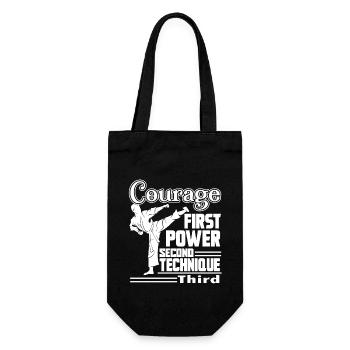 Karate Karate Courage First Power Second - Gift Bag for Bottles - black - Front