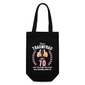 Diese Traumfrau ist 70 Jahre 70 Geburtstag - Geschenkbeutel für Flaschen - Schwarz - Vorne