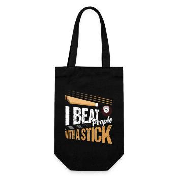 I Beat People With A Stick Billard Snooker Billiar - Geschenkbeutel für Flaschen - Schwarz - Vorne