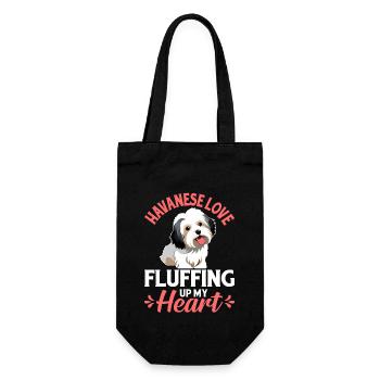 Havanese Love Fluffing up my Heart - Geschenkbeutel für Flaschen - Schwarz - Vorne