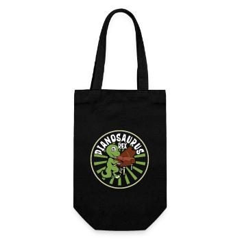 Pianosaurus Rex - TREX am Klavier - Geschenkbeutel für Flaschen - Schwarz - Vorne