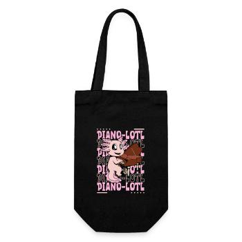 Pianolotl - Axolotl am Klavier - Geschenkbeutel für Flaschen - Schwarz - Vorne