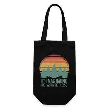 Ich mag Bäume Die halten die Fresse - Geschenkbeutel für Flaschen - Schwarz - Vorne