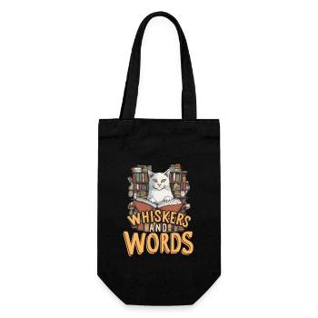 Whiskers and Words: Where curiosity meets comfort - Gift Bag for Bottles - black - Front