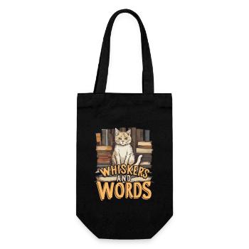 Whiskers and Words': Where curiosity about cosiness - Gift Bag for Bottles - black - Front