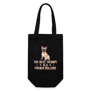 The Best Therapy Is French Bulldog Dog Lover - Gift Bag for Bottles - black - Front