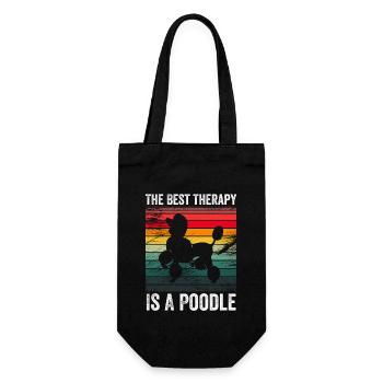 Best Therapy Is A Poodle Funny Dog Lovers Poodle - Gift Bag for Bottles - black - Front