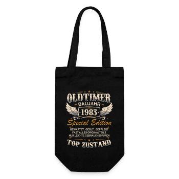 Oldtimer Baujahr 1983 Jahrgang Geburtstag Geschenk - Geschenkbeutel für Flaschen - Schwarz - Vorne