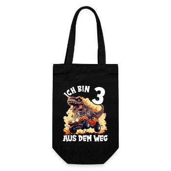 T-Rex fährt Monster Truck Ich bin 3. Geburtstag - Geschenkbeutel für Flaschen - Schwarz - Vorne