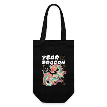 Chinesisches Neujahr Drache Vietnam I Geschenk - Geschenkbeutel für Flaschen - Schwarz - Vorne