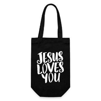 Jésus t’aime - Idée cadeau parfaite - Sac à bouteille - noir - Devant