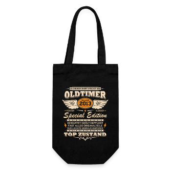 Oldtimer Baujahr Jahrgang 2013 Geburtstag Geschenk - Geschenkbeutel für Flaschen - Schwarz - Vorne