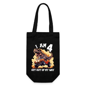 T-Rex Drives Monster Truck I'm 4th Birthday - Gift Bag for Bottles - black - Front