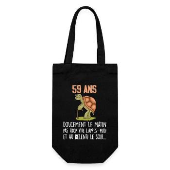 59 ans tortue anniversaire doucement vite ralenti - Sac à bouteille - noir - Devant