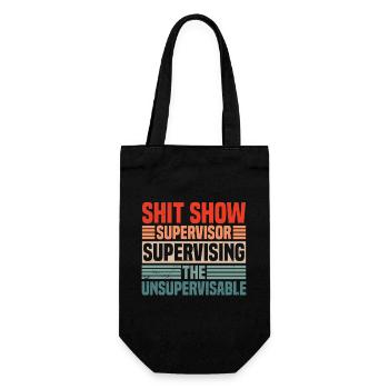 Retro-Supervisor-Geschenk - Geschenkbeutel für Flaschen - Schwarz - Vorne