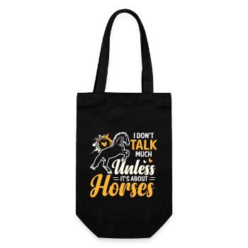 I don't talk much except it's about horses - Gift Bag for Bottles - black - Front