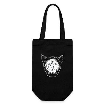 Katzenkopf Gothic mit Stern Grusel - Geschenkbeutel für Flaschen - Schwarz - Vorne