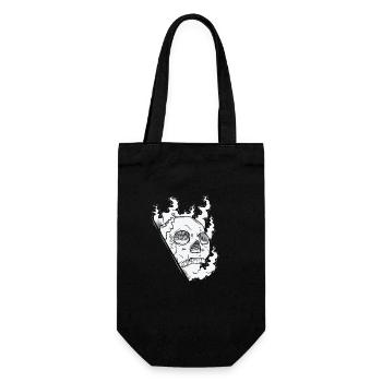 Brennender Knochenschädel Grusel Gothic Stil - Geschenkbeutel für Flaschen - Schwarz - Vorne