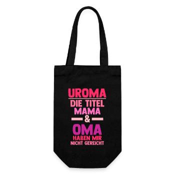 Mutter Mama Oma Uroma - Geschenkbeutel für Flaschen - Schwarz - Vorne