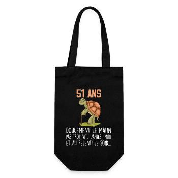 51 ans tortue anniversaire doucement vite ralenti - Sac à bouteille - noir - Devant