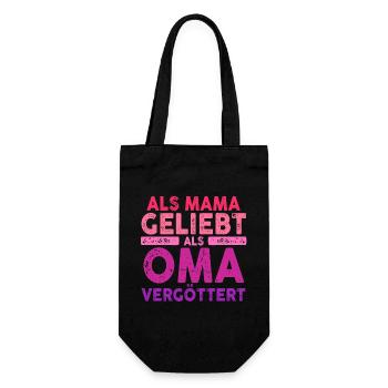 Als Mama Geliebt Als Oma Vergöttert - Geschenkbeutel für Flaschen - Schwarz - Vorne