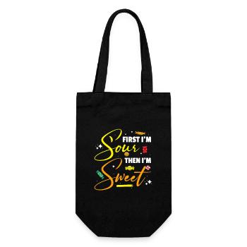 First I'm Sour Then I'm Sweet Süßigkeiten - Geschenkbeutel für Flaschen - Schwarz - Vorne