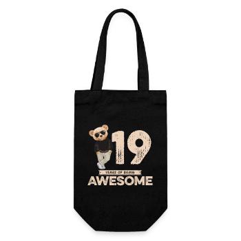 19 Years of being Awesome Teddy Bear - Geschenkbeutel für Flaschen - Schwarz - Vorne