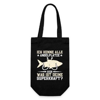 Angelrute Fischen Angeln Angelköder - Geschenkbeutel für Flaschen - Schwarz - Vorne