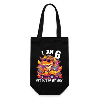 T-Rex Drives Monster Truck I'm 6th Birthday - Gift Bag for Bottles - black - Front
