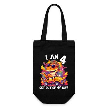 T-Rex Drives Monster Truck I'm 4th Birthday - Gift Bag for Bottles - black - Front