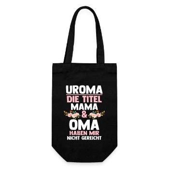 Mutter Mama Oma Uroma - Geschenkbeutel für Flaschen - Schwarz - Vorne