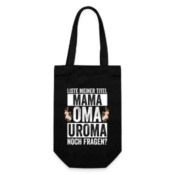 Mutter Mama Oma Uroma - Geschenkbeutel für Flaschen - Schwarz - Vorne
