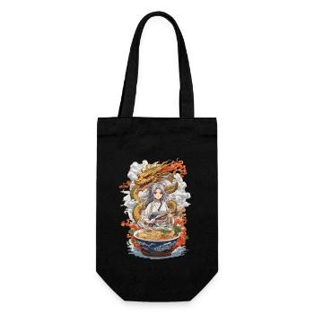 Kawaii Ramen Girl & Drache Manga Suppen Design - Geschenkbeutel für Flaschen - Schwarz - Vorne