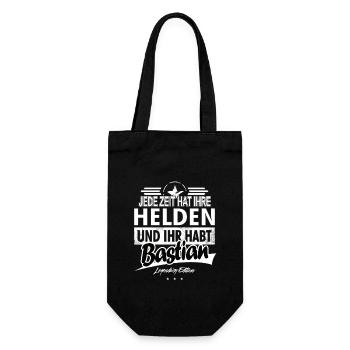 Jede Zeit hat Ihre Helden ihr habt Bastian - Geschenkbeutel für Flaschen - Schwarz - Vorne