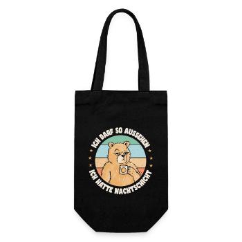 Bär Nachtschicht Schichtarbeiter Schichtdienst - Geschenkbeutel für Flaschen - Schwarz - Vorne